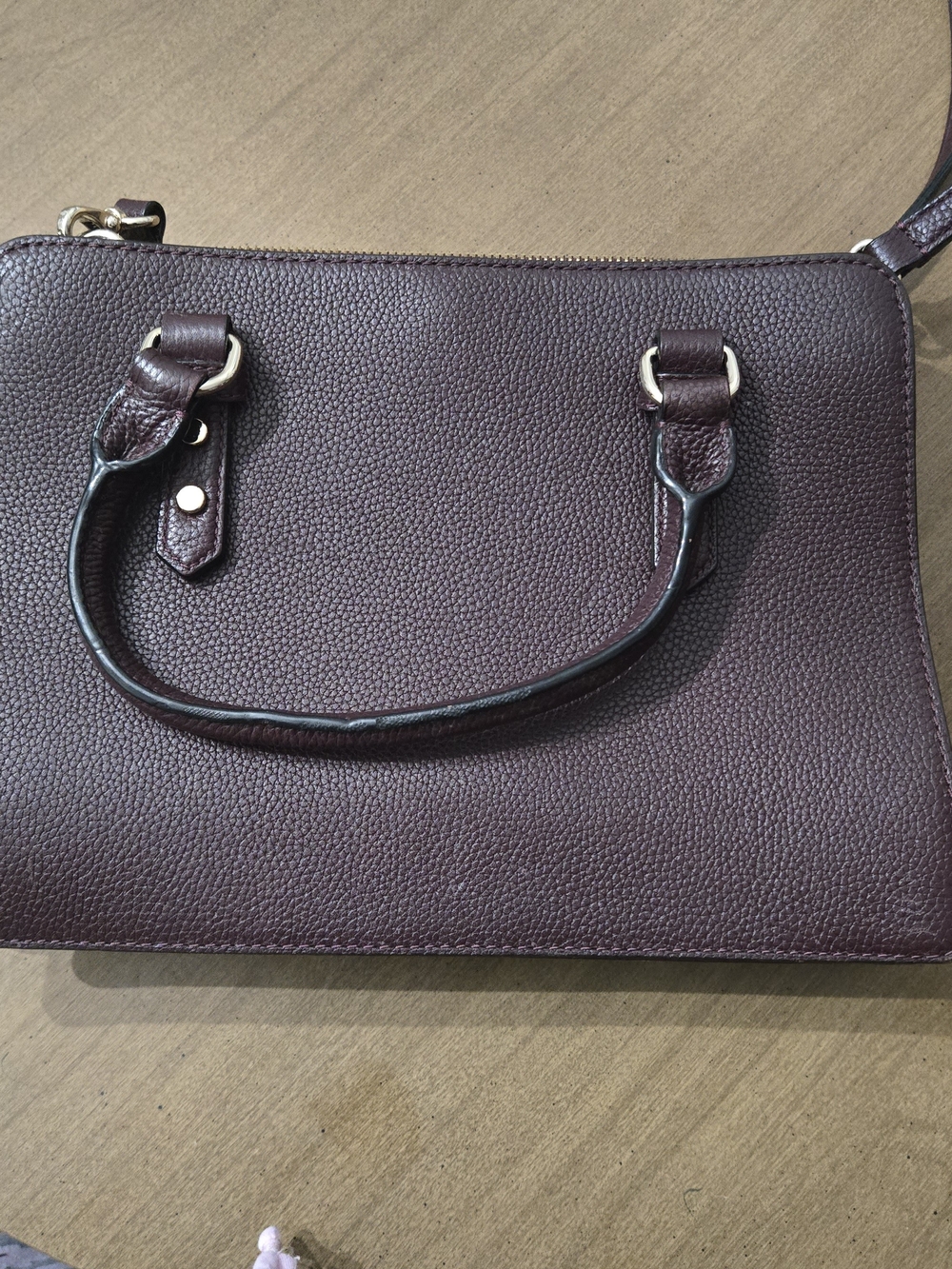 kate spade New York Pebbled Leather Satchel - Deep Burgundy - Picture 5 of 14